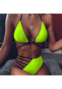 Intica - Strój kąpielowy asymetryczny podkreślający sylwetkę plażowy Aurel. Kolor: zielony. Materiał: materiał