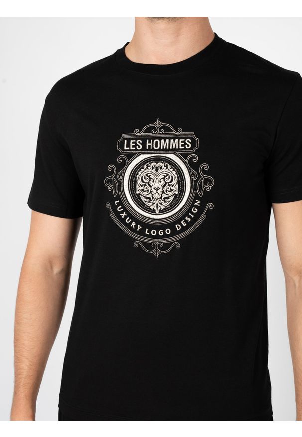 Les Hommes T-Shirt "Luxury Logo" | LBT1027700E | Mężczyzna | Czarny. Okazja: na co dzień. Kolor: czarny. Materiał: elastan, bawełna. Styl: casual