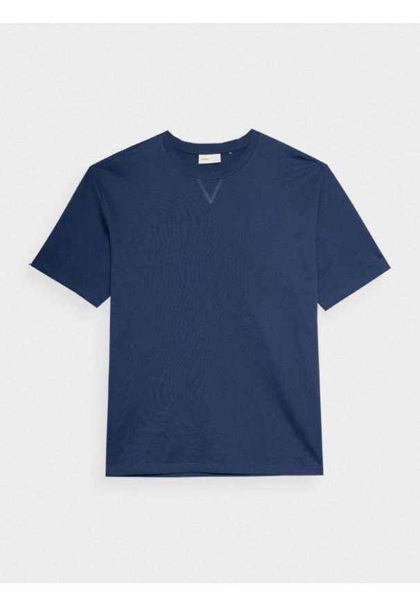 outhorn - T-shirt gładki męski - granatowy. Okazja: na co dzień. Kolor: niebieski. Materiał: bawełna, dzianina. Wzór: gładki. Styl: casual