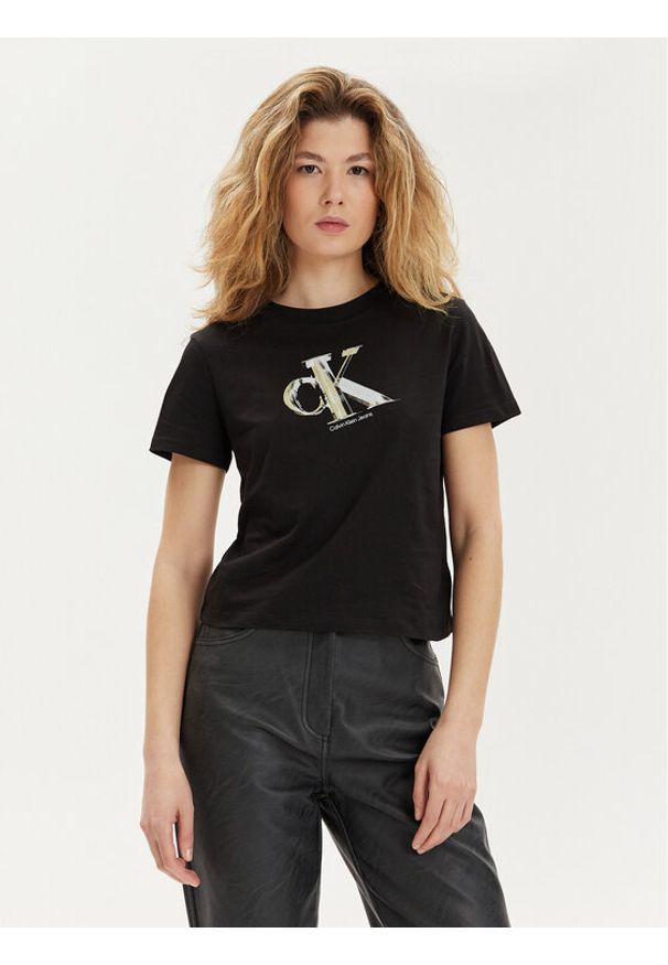 Calvin Klein Jeans T-Shirt Meta Baby J20J223165 Czarny Regular Fit. Kolor: czarny. Materiał: bawełna