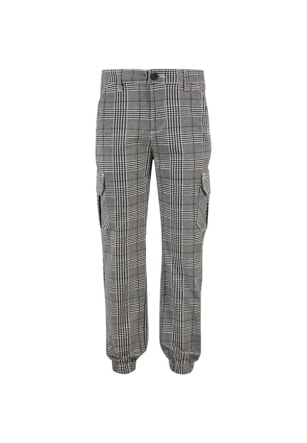 Urban Classics - Chłopcy Glen Plaid AllOver Print Cargo Jogging Bottoms. Kolor: wielokolorowy, czarny, biały. Wzór: nadruk. Sport: bieganie