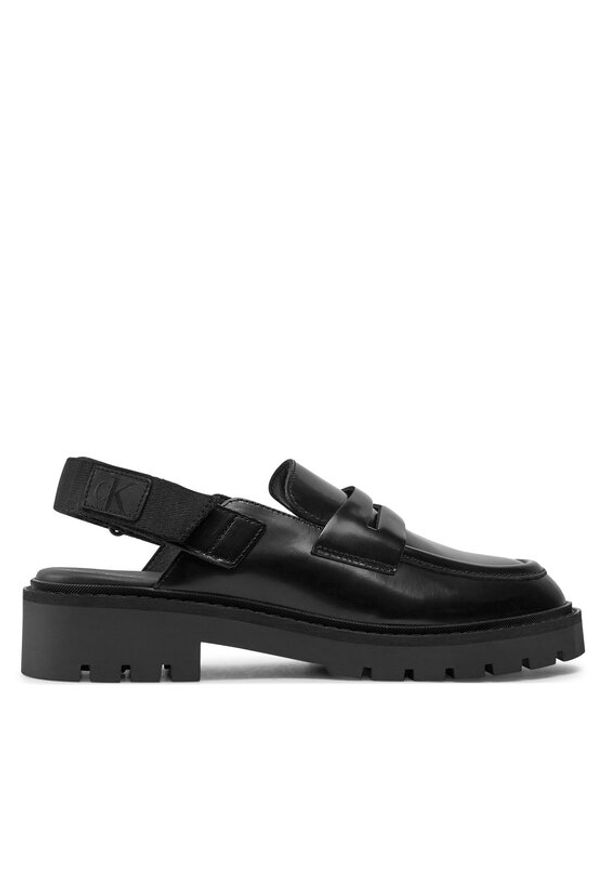 Calvin Klein Jeans Sandały Combat Sling Mule LTH Czarny. Kolor: czarny. Materiał: lakier, skóra