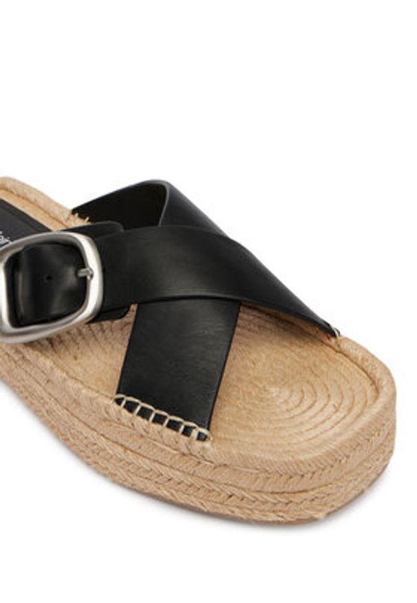 Calvin Klein Espadryle Flatf Espadrill Cross Lth Hdw HW0HW02892 Czarny. Kolor: czarny. Materiał: skóra