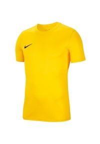 Koszulka do piłki nożnej dla dzieci Nike Dry Park VII JSY SS z krótkim rękawem. Kolor: żółty. Długość rękawa: krótki rękaw. Długość: krótkie
