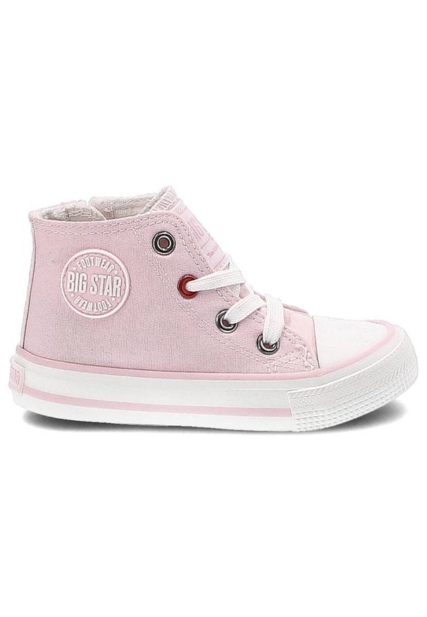 Big-Star - Różowe Trampki Big Star Dziecięce Buty Z Suwakiem. Okazja: na spacer, na uczelnię, na co dzień. Zapięcie: sznurówki. Kolor: różowy. Materiał: materiał, guma, jeans, tkanina. Szerokość cholewki: normalna. Wzór: aplikacja. Styl: casual, klasyczny