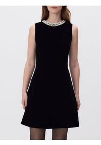 Reserved - Sukienka mini z ozdobnymi detalami - czarny. Kolor: czarny. Materiał: dzianina. Typ sukienki: proste. Długość: mini #1