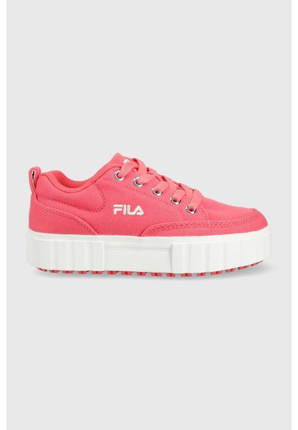 Fila tenisówki dziecięce kolor pomarańczowy. Nosek buta: okrągły. Zapięcie: sznurówki. Kolor: pomarańczowy. Materiał: guma. Obcas: na platformie