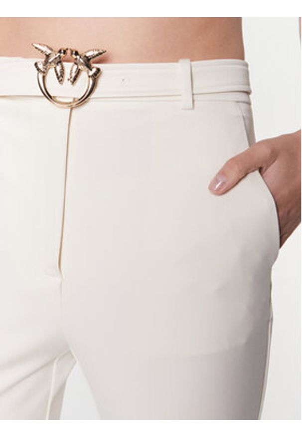 Pinko Spodnie materiałowe 100309 A0KD Écru Regular Fit. Materiał: syntetyk