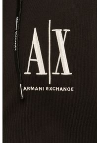 Armani Exchange Bluza bawełniana męska kolor czarny z kapturem gładka. Typ kołnierza: kaptur. Kolor: czarny. Materiał: bawełna. Wzór: gładki #5