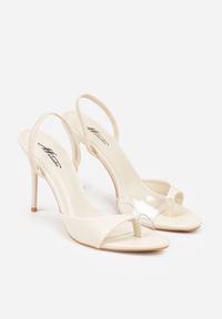 Born2be - Beżowe Sandały na Szpilce z Transparentną Wstawką Mhyraya. Okazja: na co dzień, do pracy, na spotkanie biznesowe. Kolor: beżowy. Materiał: jeans. Obcas: na szpilce. Styl: biznesowy, klasyczny, casual #7