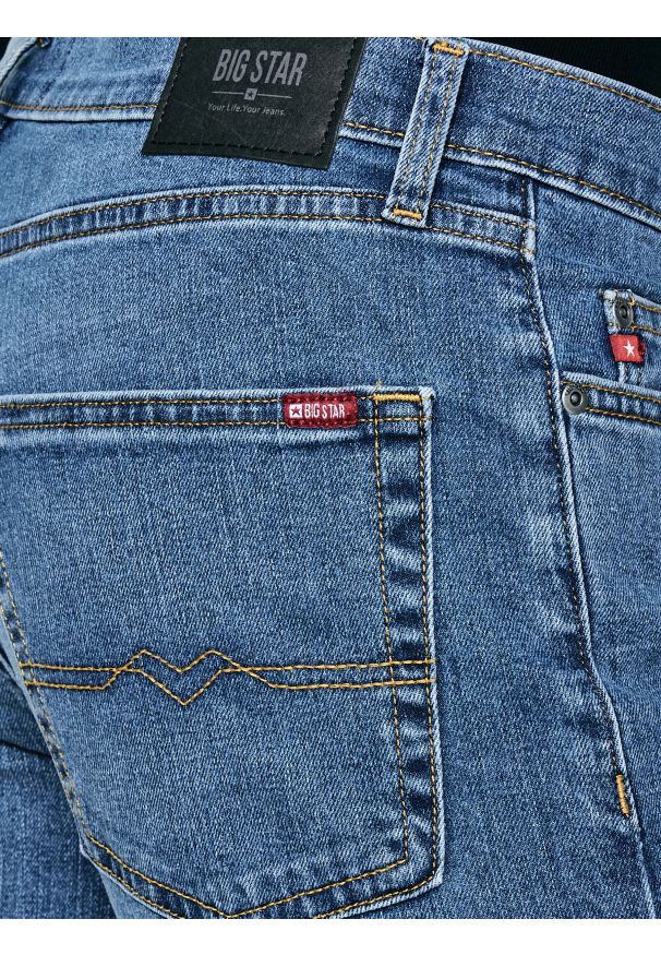 Big-Star - Jeansy męskie z prostą nogawką niebieskie Trent 114. Okazja: na co dzień. Kolor: niebieski. Wzór: haft. Sezon: wiosna, lato, jesień. Styl: casual, klasyczny