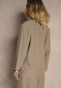 Renee - Beżowa Marynarka o Pudełkowym Kroju Usztywnionymi Ramionami Sonarieta. Okazja: na co dzień. Kolor: beżowy. Styl: casual, elegancki #3