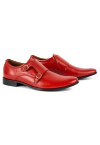 Olivier Skórzane buty wizytowe Monki 287LU czerwone. Zapięcie: sznurówki. Kolor: czerwony. Materiał: skóra. Wzór: aplikacja, gładki. Obcas: na obcasie. Styl: wizytowy. Wysokość obcasa: średni #6