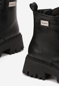 Renee - Czarne Botki Workery w Stylu Basic z Aplikacją przy Cholewce Azelda. Okazja: na co dzień. Kolor: czarny. Materiał: jeans. Szerokość cholewki: normalna. Wzór: aplikacja. Styl: casual #3