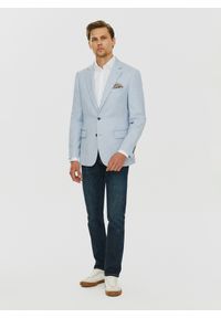 Pako Lorente - PAKO LORENTE – Niebieska marynarka męska. Okazja: na co dzień. Kolor: niebieski. Materiał: jeans. Wzór: gładki. Styl: sportowy, casual