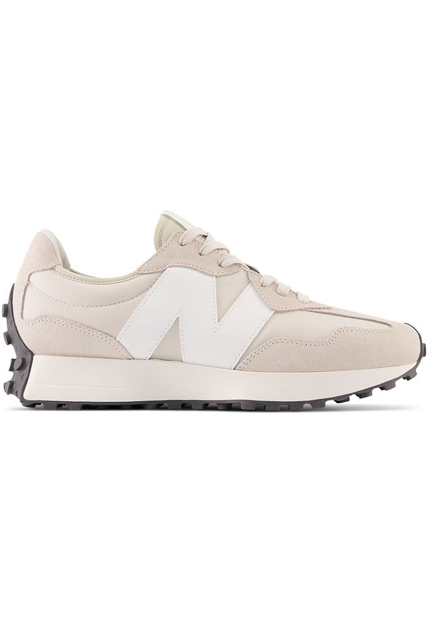 Buty unisex New Balance U327EE – beżowe. Okazja: na co dzień. Kolor: beżowy. Materiał: guma, zamsz, materiał, skóra. Szerokość cholewki: normalna