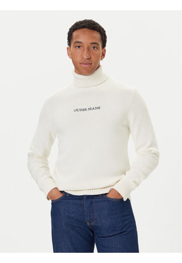 Guess Jeans Golf M5BR58 Z0561 Écru Regular Fit. Typ kołnierza: golf. Materiał: bawełna