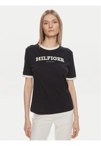 TOMMY HILFIGER - Tommy Hilfiger T-Shirt Monotype WW0WW41208 Granatowy Regular Fit. Kolor: niebieski. Materiał: bawełna