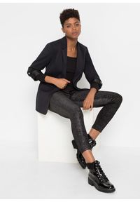 bonprix - Legginsy z połyskiem z aksamitu. Kolor: czarny. Materiał: materiał #3