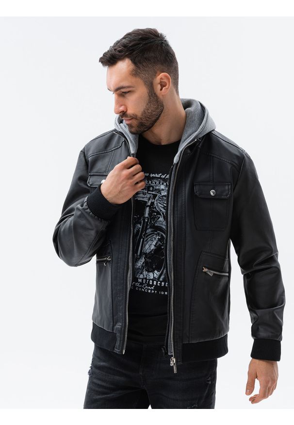 Czarna kurtka Ombre Clothing ze stójką