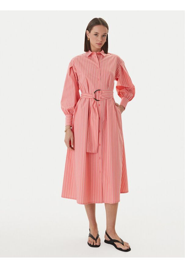 LOLA CASADEMUNT Sukienka koszulowa MS2616039 Koralowy Regular Fit. Kolor: pomarańczowy. Materiał: bawełna. Typ sukienki: koszulowe