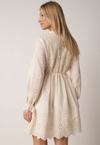 Born2be - Beżowa Sukienka w Rustykalnym Stylu z Haftowanej Tkaniny z Bawełną Delogana. Okazja: na co dzień. Kolor: beżowy. Materiał: tkanina, bawełna. Wzór: haft. Typ sukienki: rozkloszowane, proste. Styl: casual, elegancki #8