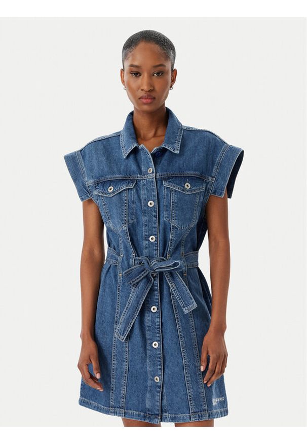 Karl Lagerfeld Jeans Sukienka jeansowa B2W13054 Niebieski Regular Fit. Kolor: niebieski. Materiał: bawełna