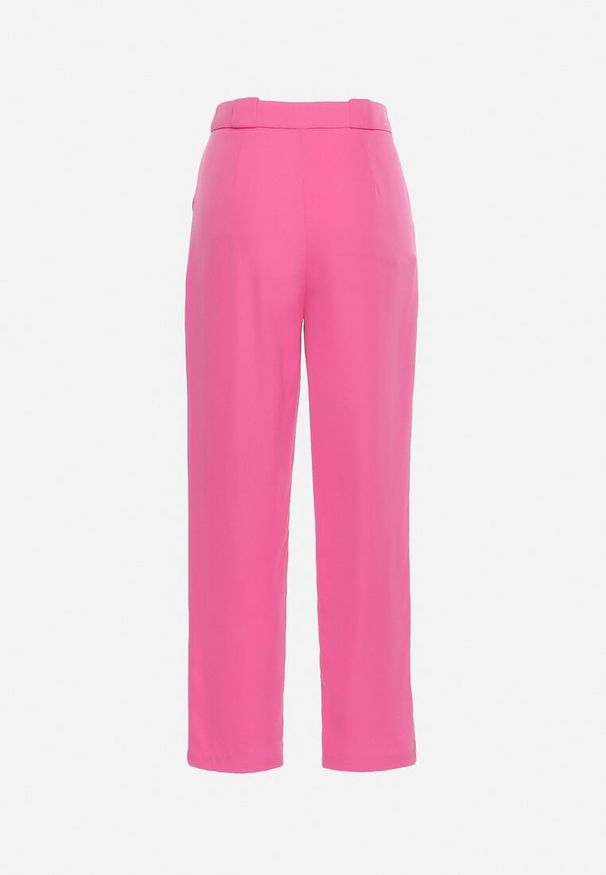 Born2be - Fuksjowe Spodnie Garniturowe Zapinane na Suwak Allegretta. Okazja: na spotkanie biznesowe. Kolor: różowy. Styl: klasyczny, biznesowy