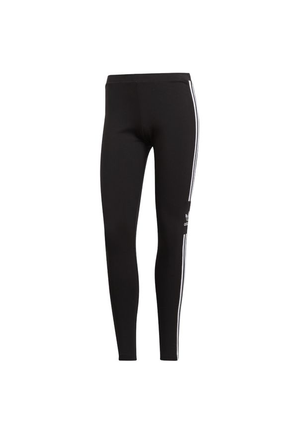 Adidas - Legginsy adidas Originals Trefoil DV2636 - czarne. Kolor: czarny. Materiał: dzianina, skóra, elastan, bawełna. Wzór: paski