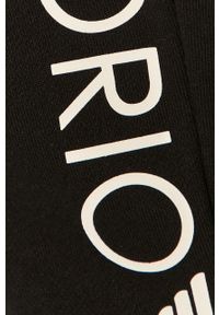 Emporio Armani - Spodnie. Kolor: czarny. Materiał: bawełna, poliester, dzianina. Wzór: nadruk #2