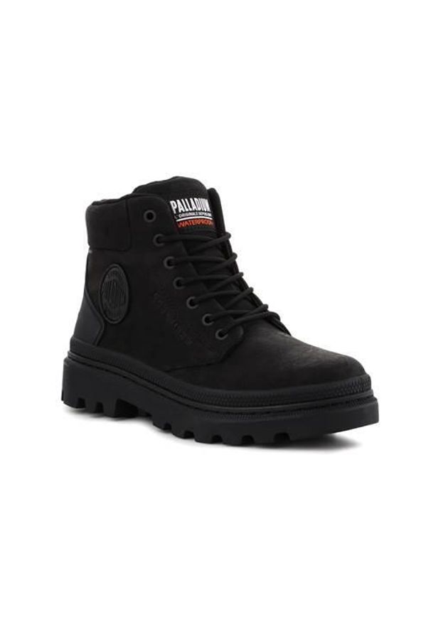 Buty do chodzenia unisex Palladium Pallatrooper SC WP U. Wysokość cholewki: za kostkę. Zapięcie: sznurówki. Kolor: czarny. Materiał: guma, materiał, skóra, syntetyk. Szerokość cholewki: normalna. Sport: turystyka piesza