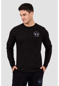 La Martina - LA MARTINA Czarny longsleeve męski JERSEY, Rozmiar XXL. Kolor: czarny. Materiał: jersey. Długość rękawa: długi rękaw
