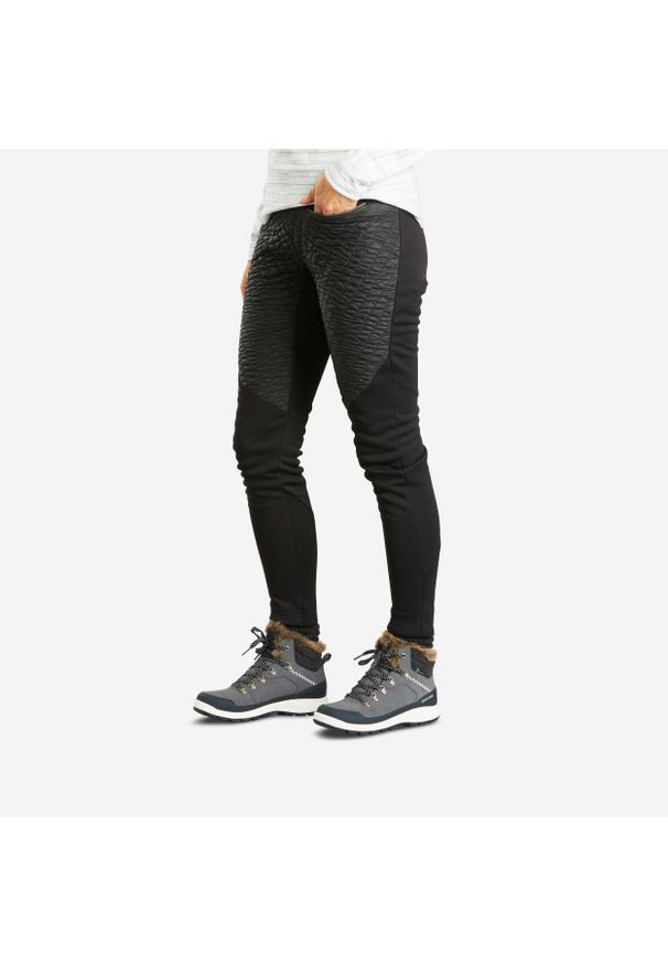 quechua - Legginsy turystyczne damskie Quechua SH500 mountain hydrofobowe. Kolor: czarny. Materiał: materiał, tkanina. Sezon: zima. Sport: turystyka piesza, wspinaczka
