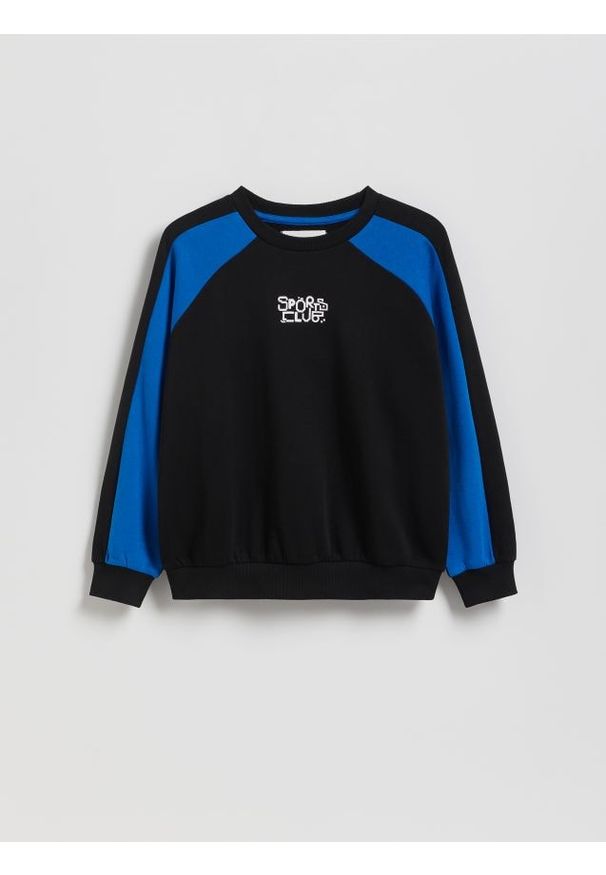 Reserved - Bluza oversize - czarny. Kolor: czarny. Materiał: bawełna, dzianina