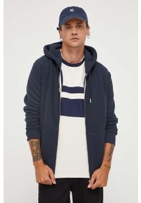 Superdry bluza męska kolor granatowy z kapturem gładka. Typ kołnierza: kaptur. Kolor: niebieski. Materiał: włókno, materiał. Wzór: gładki #1