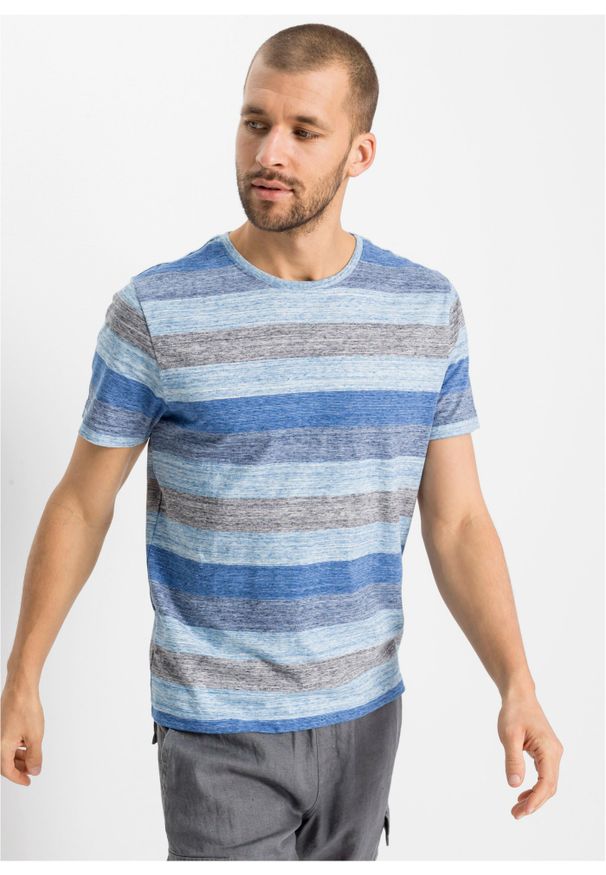 bonprix - T-shirt z bawełny organicznej. Kolor: niebieski. Materiał: bawełna
