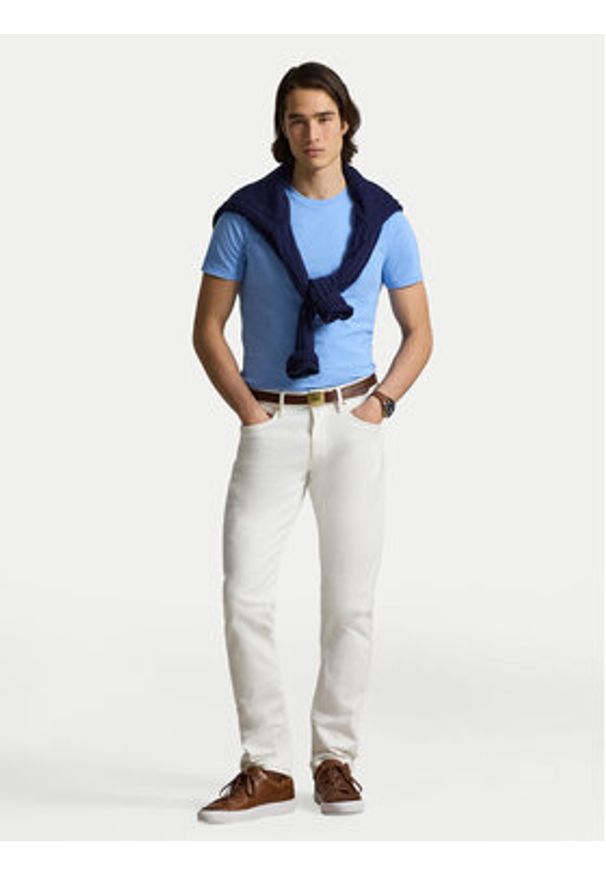 Polo Ralph Lauren T-Shirt 710671438526 Niebieski Custom Slim Fit. Typ kołnierza: polo. Kolor: niebieski. Materiał: bawełna
