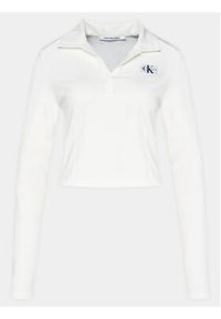 Calvin Klein Jeans Bluzka Polo Collar Milano Regular Top J20J222556 Biały Regular Fit. Typ kołnierza: polo. Kolor: biały. Materiał: syntetyk, wiskoza #3