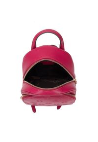 Wittchen - Damski plecak skórzany z monogramem mały różowy. Kolor: różowy. Materiał: skóra. Wzór: haft. Styl: casual, elegancki