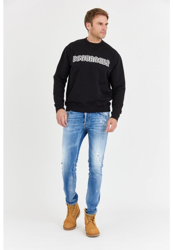DSQUARED2 Czarna bluza męska z logo outline, Rozmiar XL. Kolor: czarny