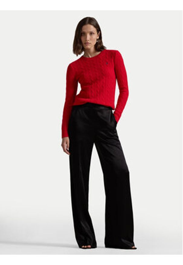Polo Ralph Lauren Sweter 211910421026 Czerwony Slim Fit. Typ kołnierza: polo. Kolor: czerwony. Materiał: wełna