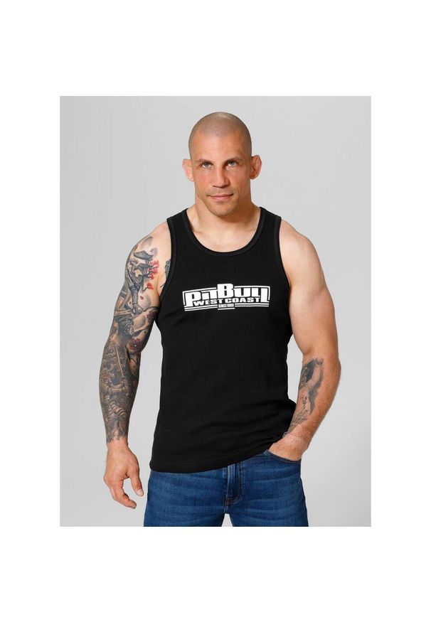 PITBULL - Tank męski Pitbull Top Rib Classic Boxing. Kolor: czarny, wielokolorowy, biały