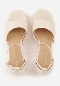 Born2be - Beżowe Sandały VICES na Platformie i Słupku ze Skórzaną Wkładką Phelusa. Okazja: na spotkanie biznesowe, na ślub cywilny, do pracy, na wesele. Zapięcie: pasek. Kolor: beżowy. Materiał: skóra. Obcas: na platformie. Styl: biznesowy. Wysokość obcasa: średni #4