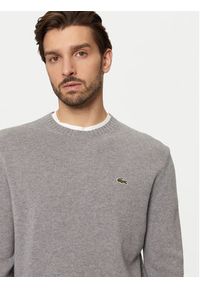 Lacoste Sweter AH2916 Szary Regular Fit. Kolor: szary. Materiał: wełna