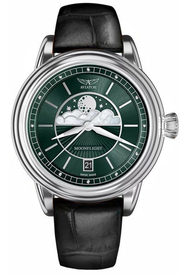 AVIATOR - Zegarek damski Aviator V.1.33.0.262.4BM czarny. Kolor: czarny