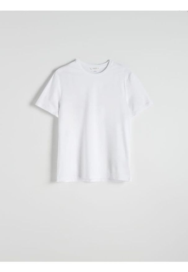 Reserved - T-shirt regular z modalem - biały. Kolor: biały. Materiał: bawełna