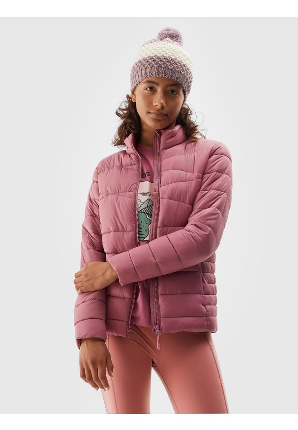 4F JUNIOR - Kurtka puchowa z wypełnieniem syntetycznym dziewczęca. Kolor: różowy. Materiał: syntetyk, puch. Sezon: zima