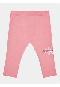 Calvin Klein Jeans Legginsy Monogram IN0IN00081 Różowy Slim Fit. Kolor: różowy. Materiał: bawełna #4
