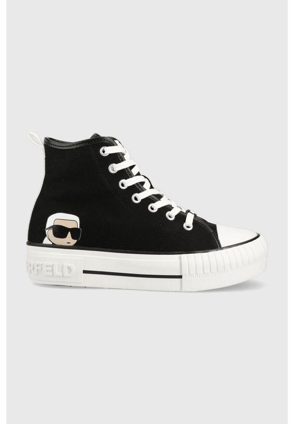 Karl Lagerfeld trampki KAMPUS MAX damskie kolor czarny KL60450N. Nosek buta: okrągły. Kolor: czarny. Materiał: guma. Obcas: na platformie
