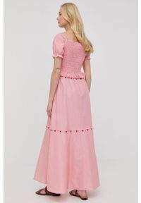 MAX&Co. sukienka bawełniana kolor pomarańczowy midi rozkloszowana. Typ kołnierza: dekolt w karo. Kolor: pomarańczowy. Materiał: bawełna. Długość rękawa: krótki rękaw. Typ sukienki: rozkloszowane. Długość: midi #7